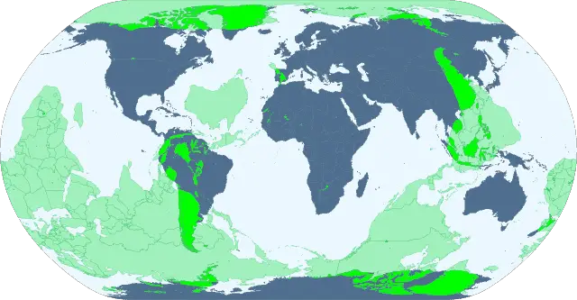 Mapa de antípodas en proyección 'Natural Earth'